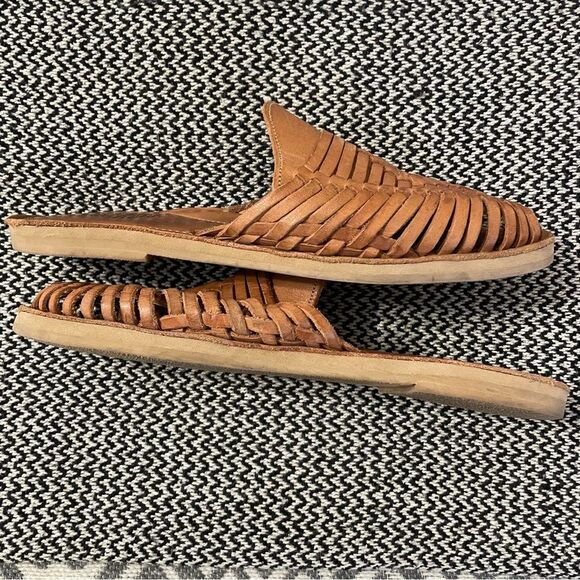 Espiritu Sol Slip On Hurache Natural Tan Leather Sandals Sz-10 - Picture 7 of 10